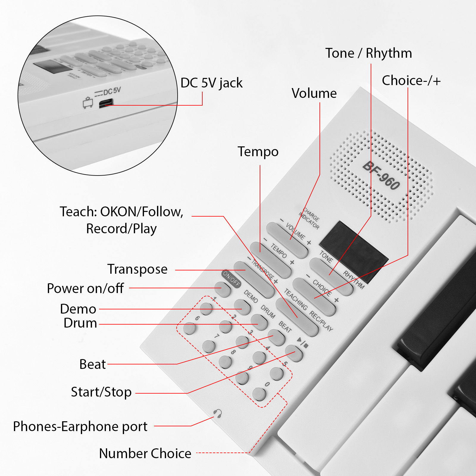 Keyboard Piano 61 Key - 61-Key Foldable Electronic Piano Multifunctional Electronic