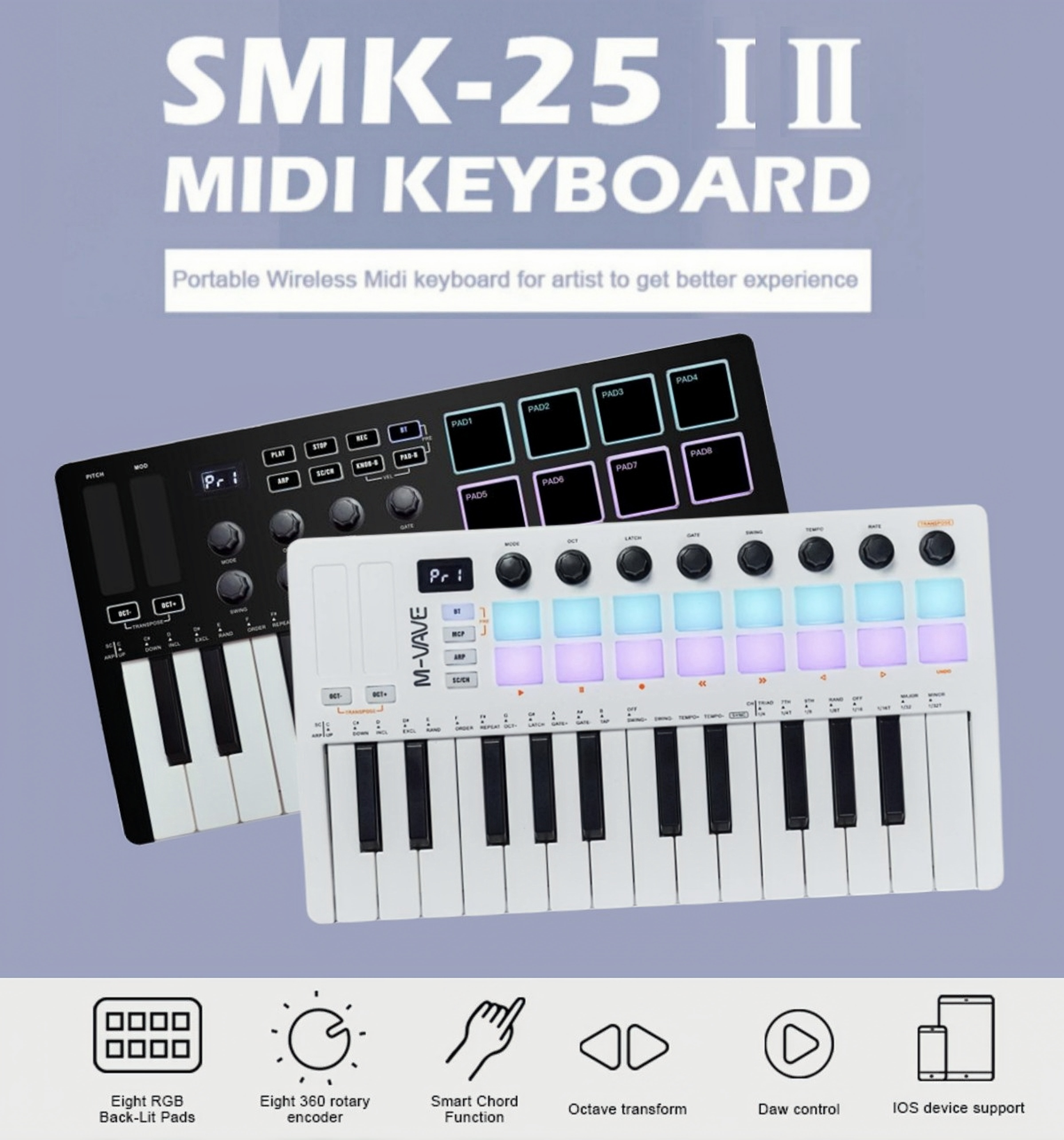 M-VAVE SMK-25 II MIDI Pad Cont - Midi Controller Pad avis et prix