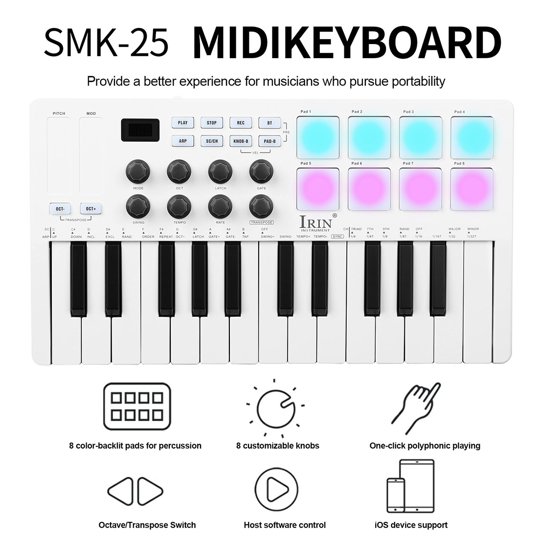 SMK-25  Portable Keyboard MIDI - Midi Controller Pad avis et prix