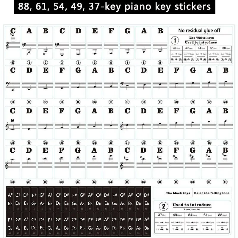 1PC Piano Training Stickers Fo - Keyboard Piano 61 Key avis et prix