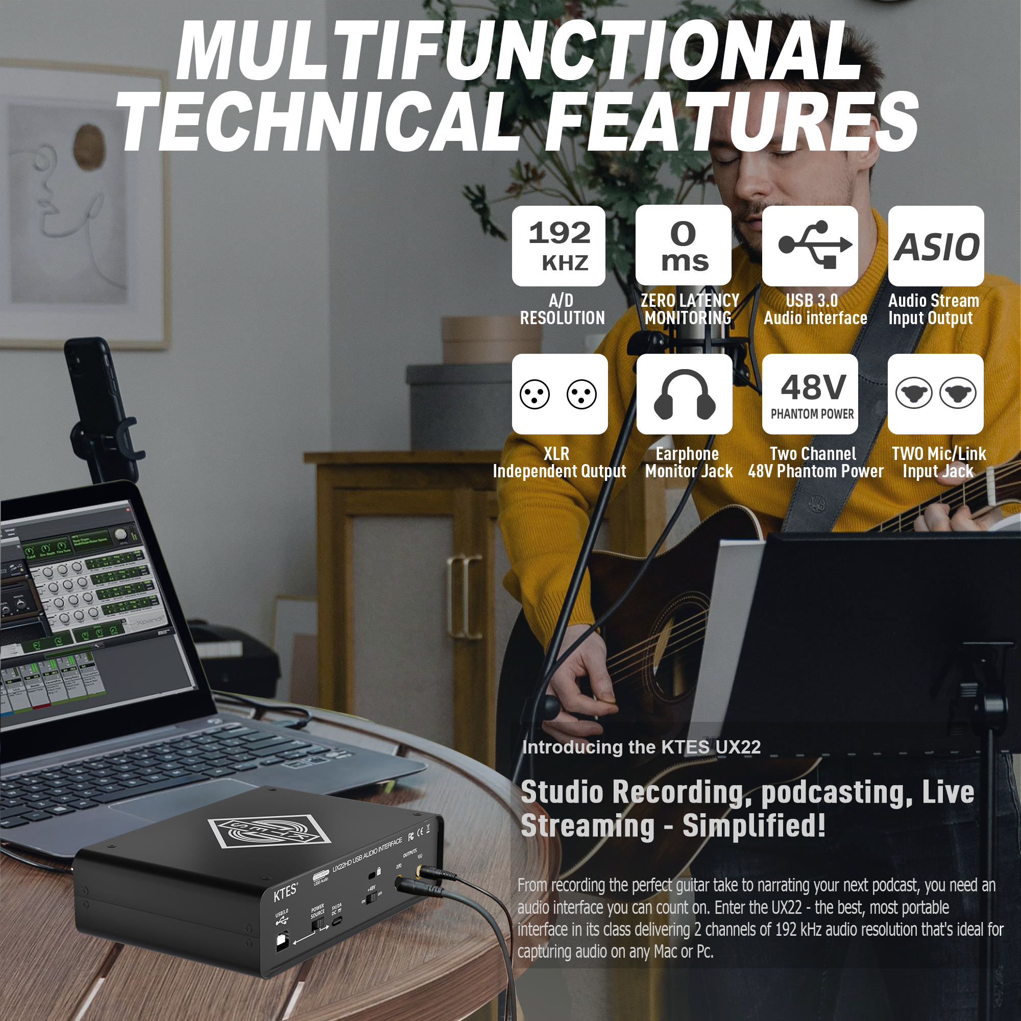 UX22 Audio Interface 192kHz 32 - Audio Youtube Music Free avis et prix