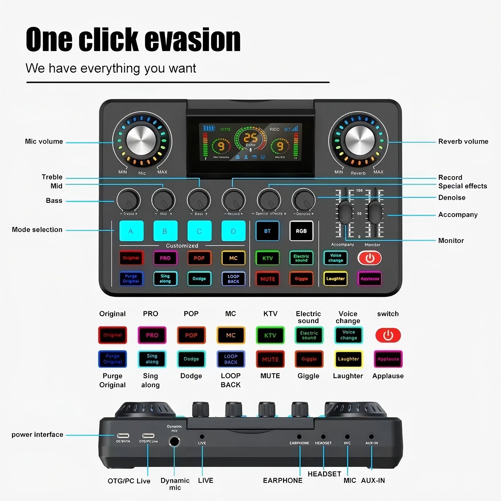 Audio Mixer, Live Sound Card w - Audio Music Voice Changer avis et prix