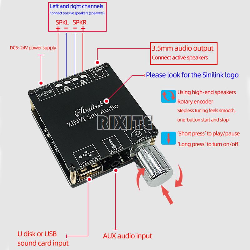 2*50W Bluetooth 5.0 Power Ampl - Audio Music Player App avis et prix