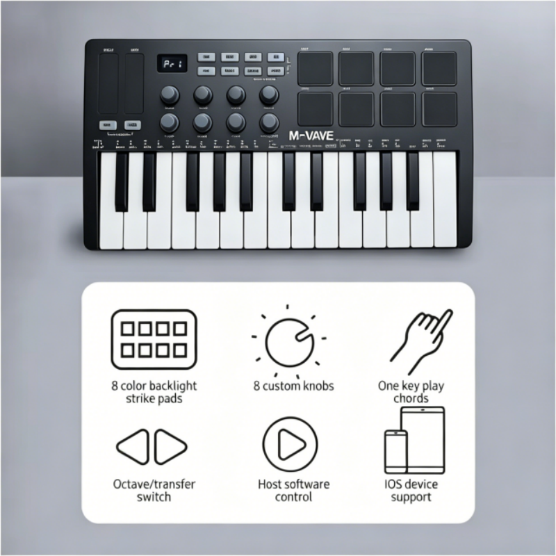 M-VAVE SMK-25 Black Portable M - Midi Controller Pad avis et prix